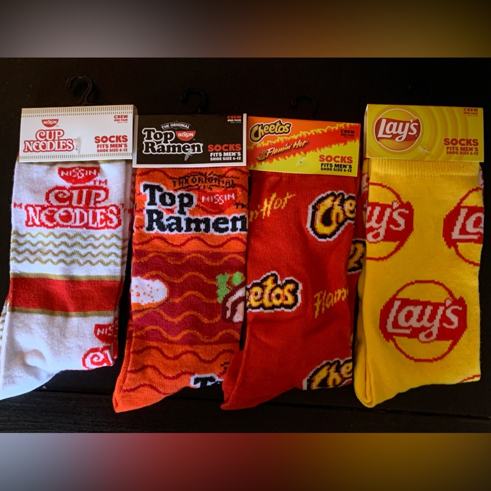 4 pairs of Fun Food & Snack Themed Crew socks